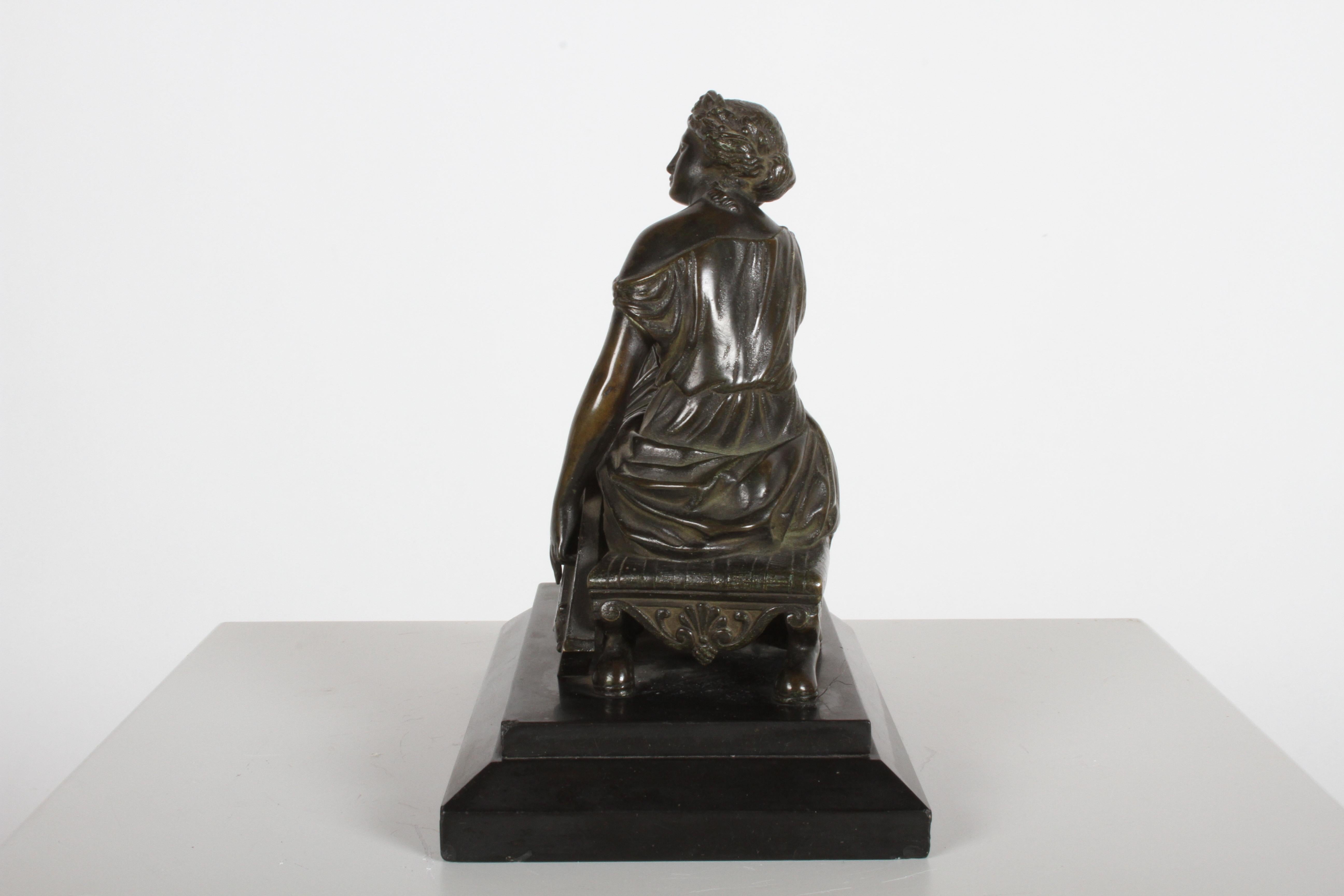 Patinated Louis Alfred Habert 19th Century French Bronze Figure of the Muse Terpsichore For Sale