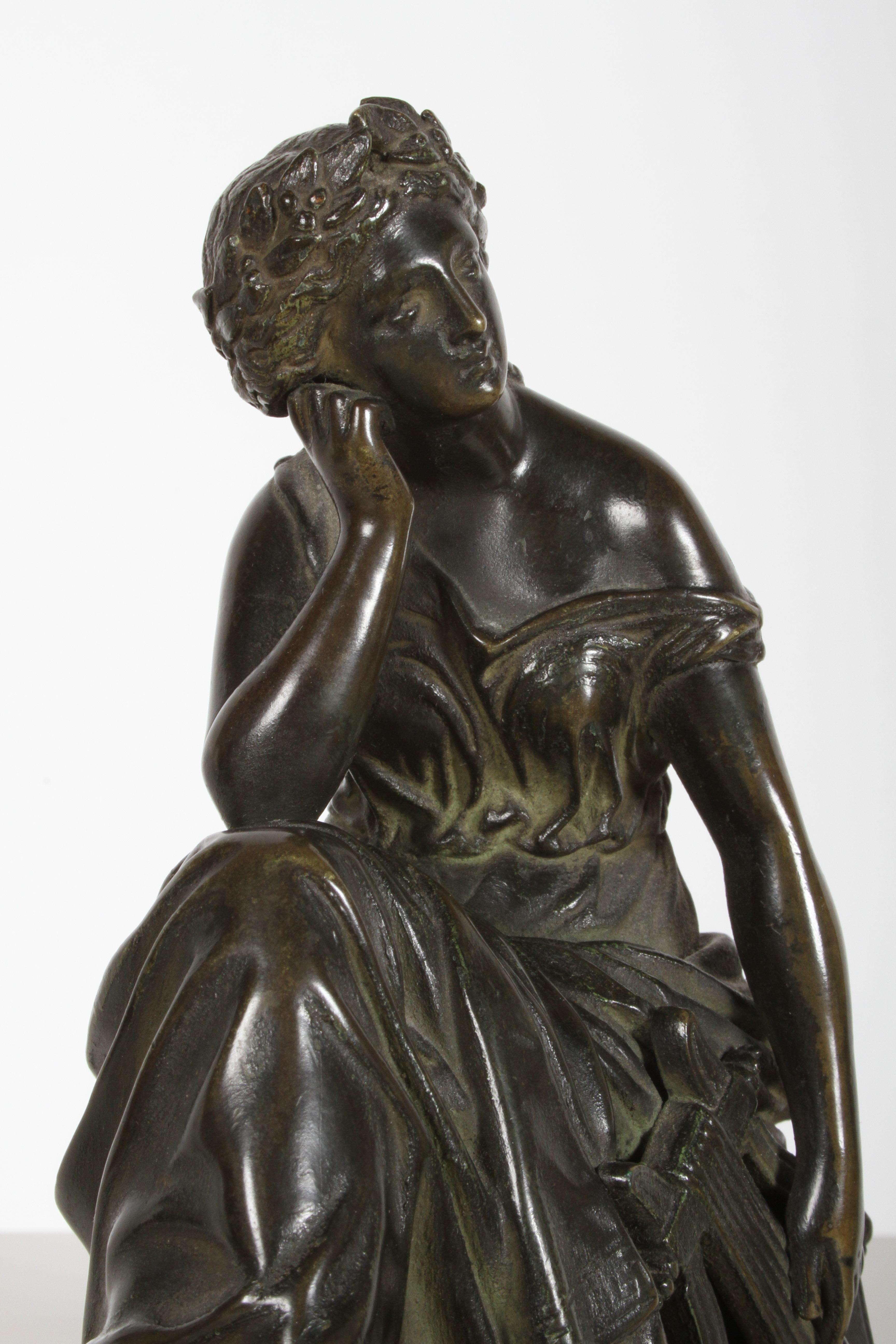 Late 19th Century Louis Alfred Habert 19th Century French Bronze Figure of the Muse Terpsichore For Sale