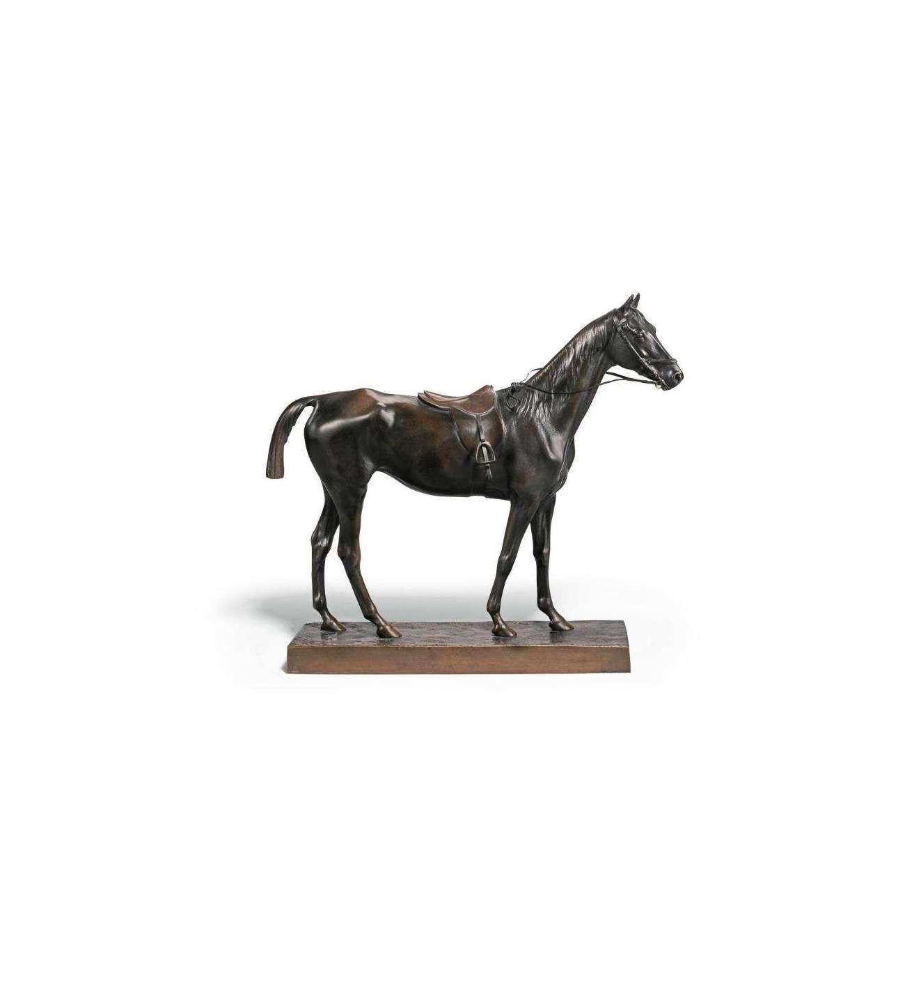 Louis Alfred Joseph CUVELIER,  Bronce + Caballo de carreras estacionario - Figurative Sculpture Oro de Louis Alfred Joseph Cuvelier