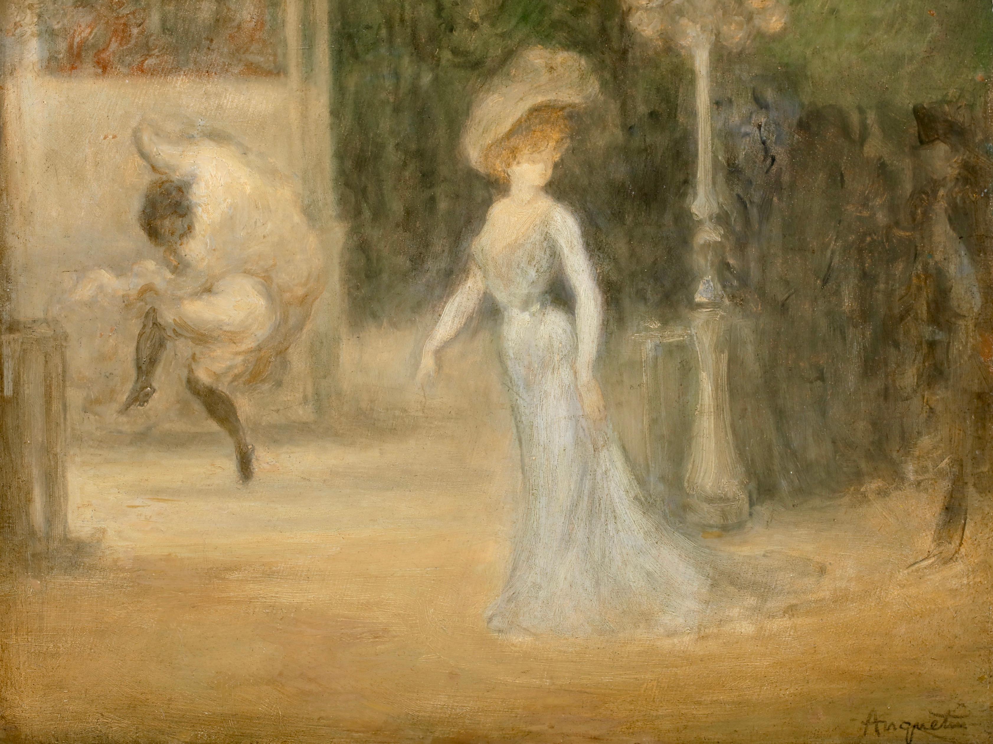 Elegante sur Les Grands Boulevards - Modernist Figurative Oil by Louis Anquetin en vente 1