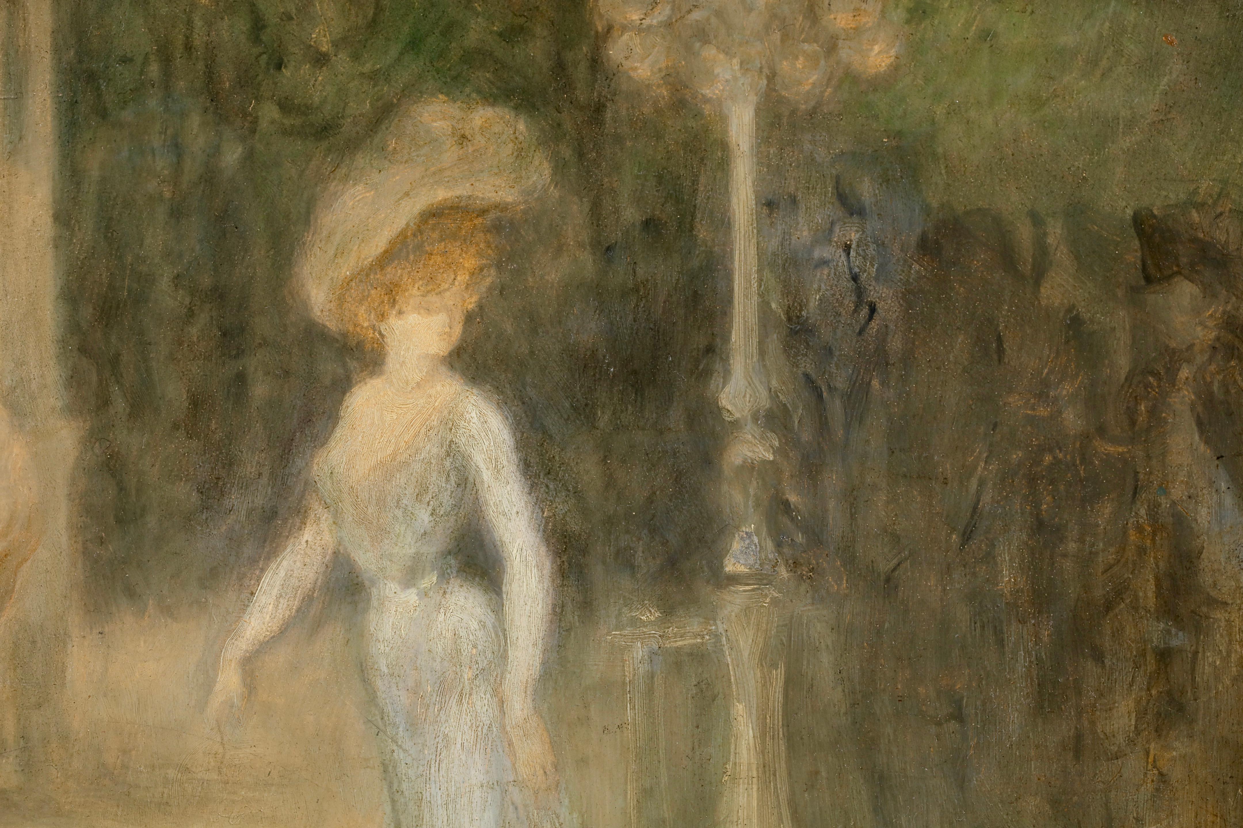 Elegante sur Les Grands Boulevards - Modernist Figurative Oil by Louis Anquetin en vente 3