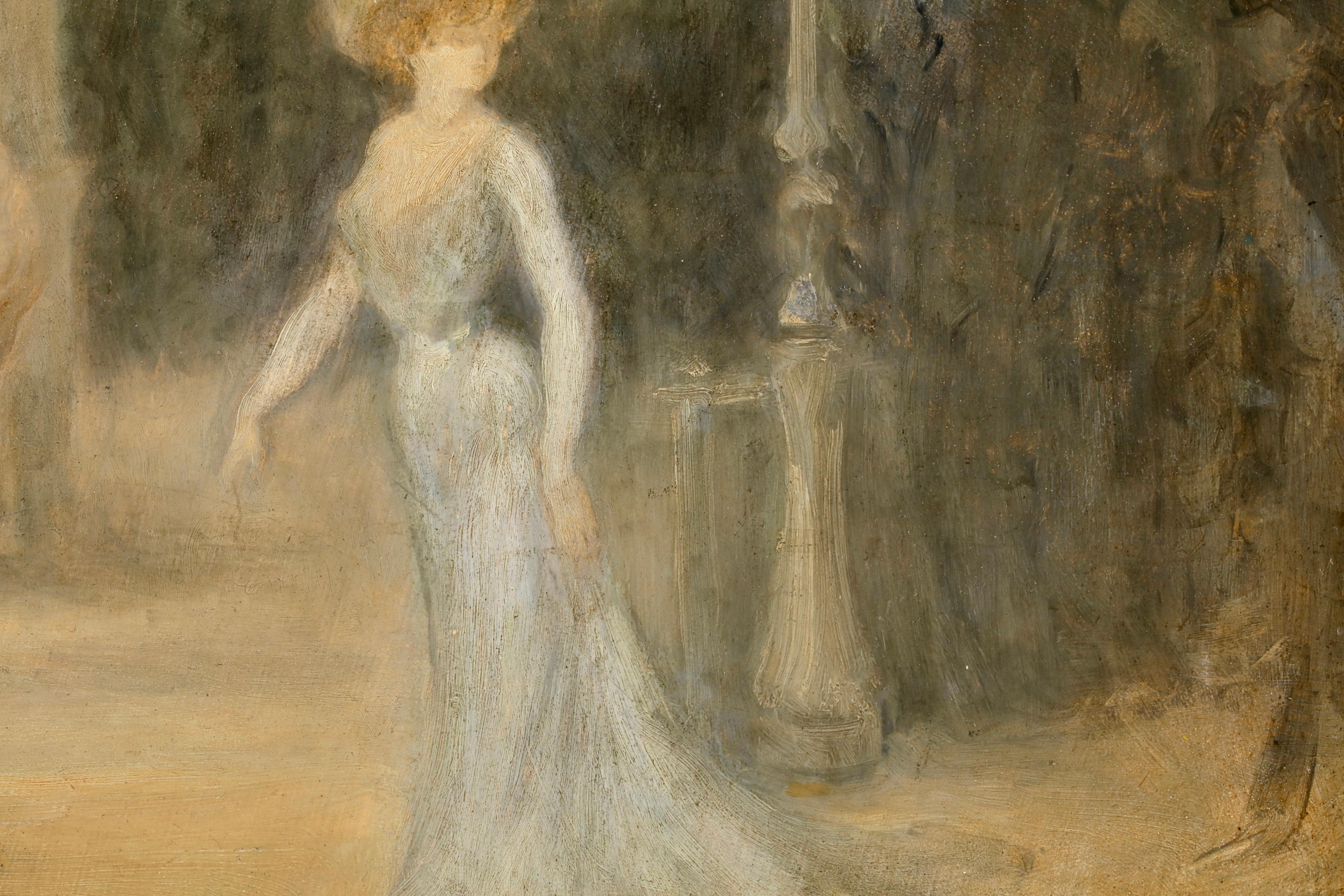 Elegante sur Les Grands Boulevards - Modernist Figurative Oil by Louis Anquetin en vente 4