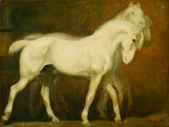 Les Trois Chevaux - Pintura al óleo modernista de animales de Louis Anquetin
