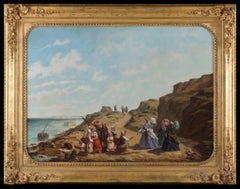 Dipinto antico del 1857, firmato da Louis Armand, raffigurante Napoleone III a Biarritz
