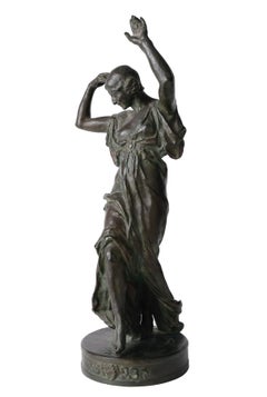Muse of Dance, Early 20th century French bronze sculpture of woman