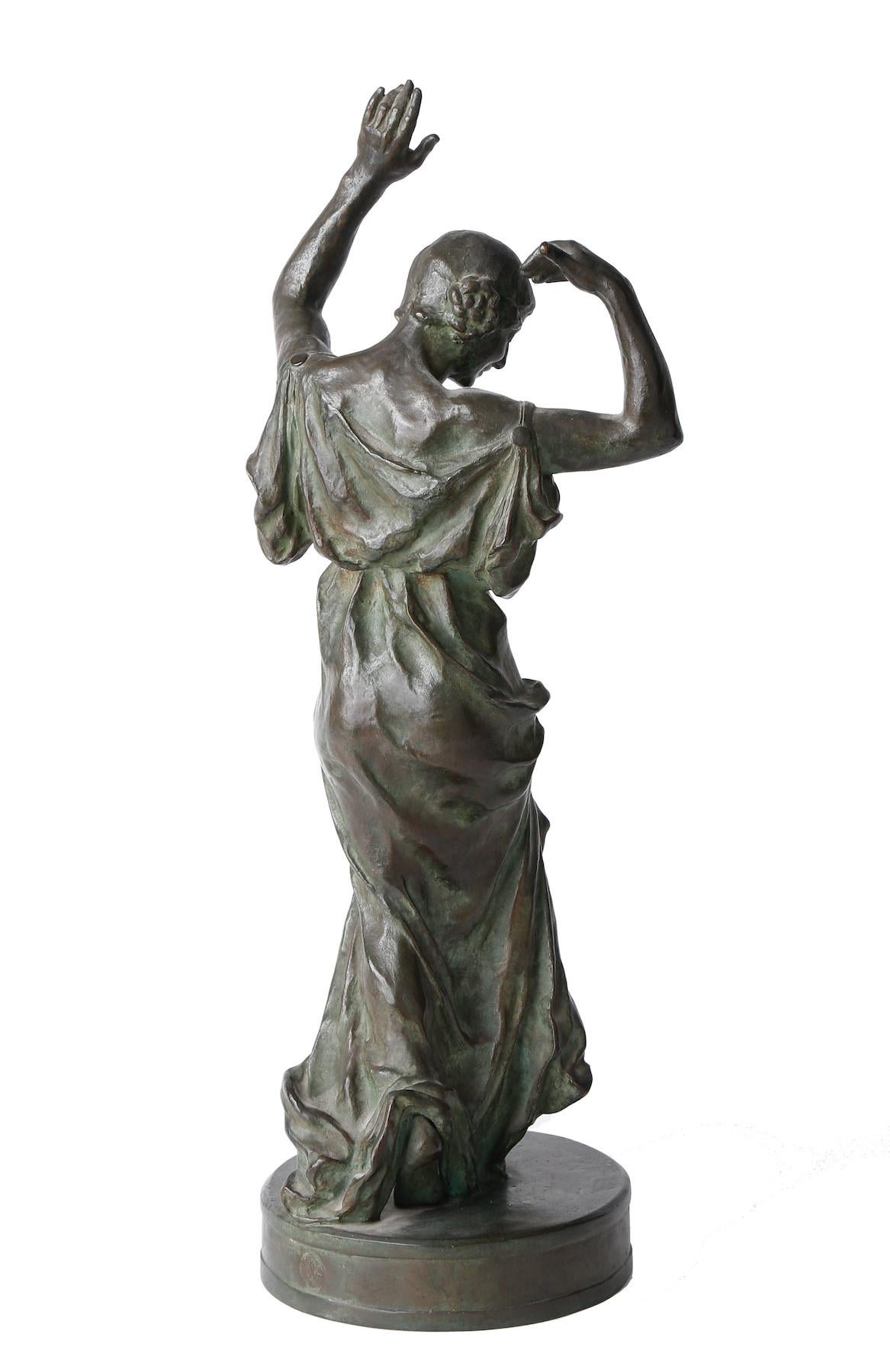 Muse of Dance, Early 20th century French bronze sculpture of woman For Sale 1
