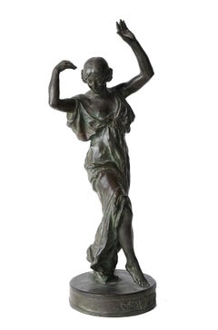 Muse of Dance, Early 20th century French bronze sculpture of woman