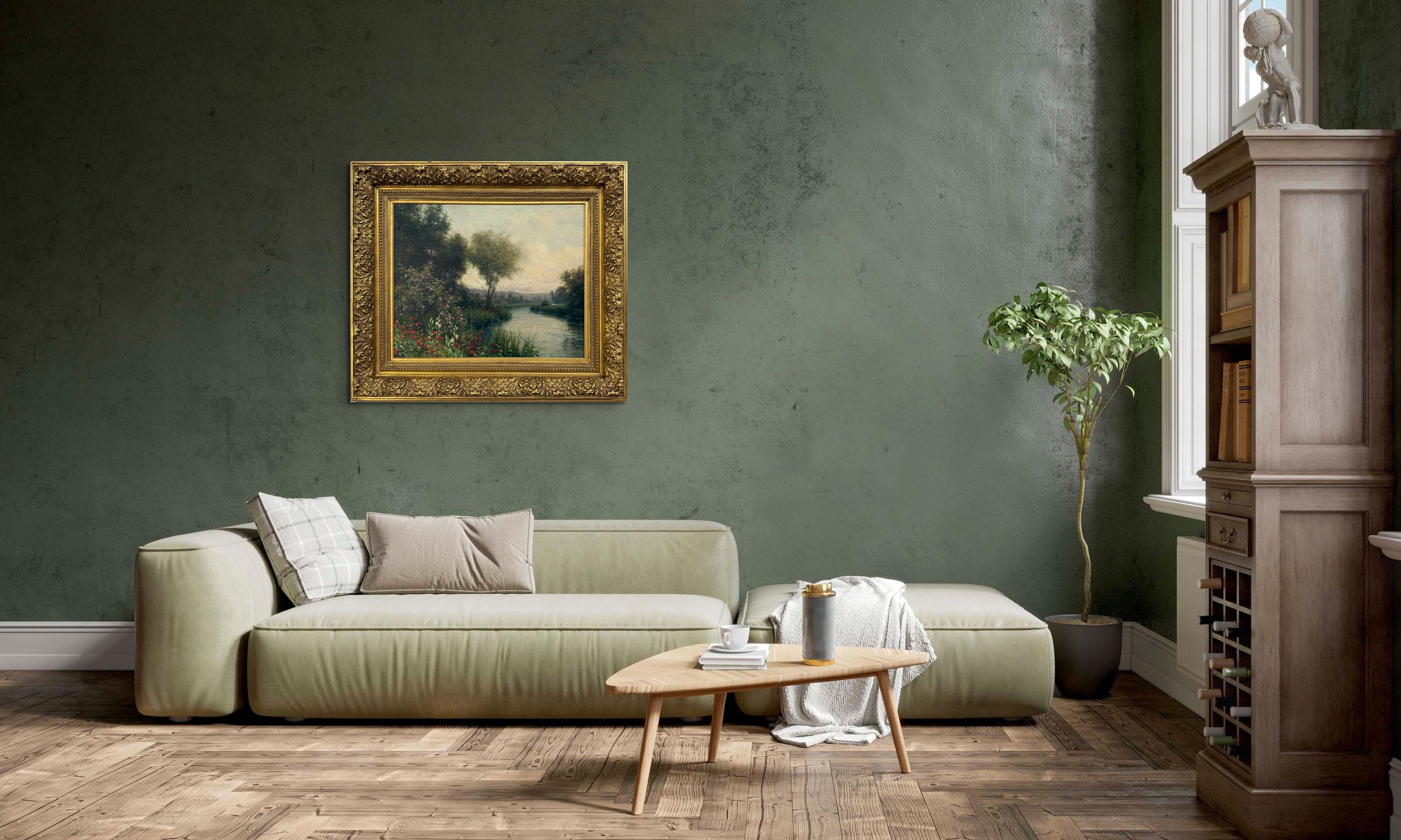 Blumen auf der Flusslandschaft, Frankreich im Angebot 4