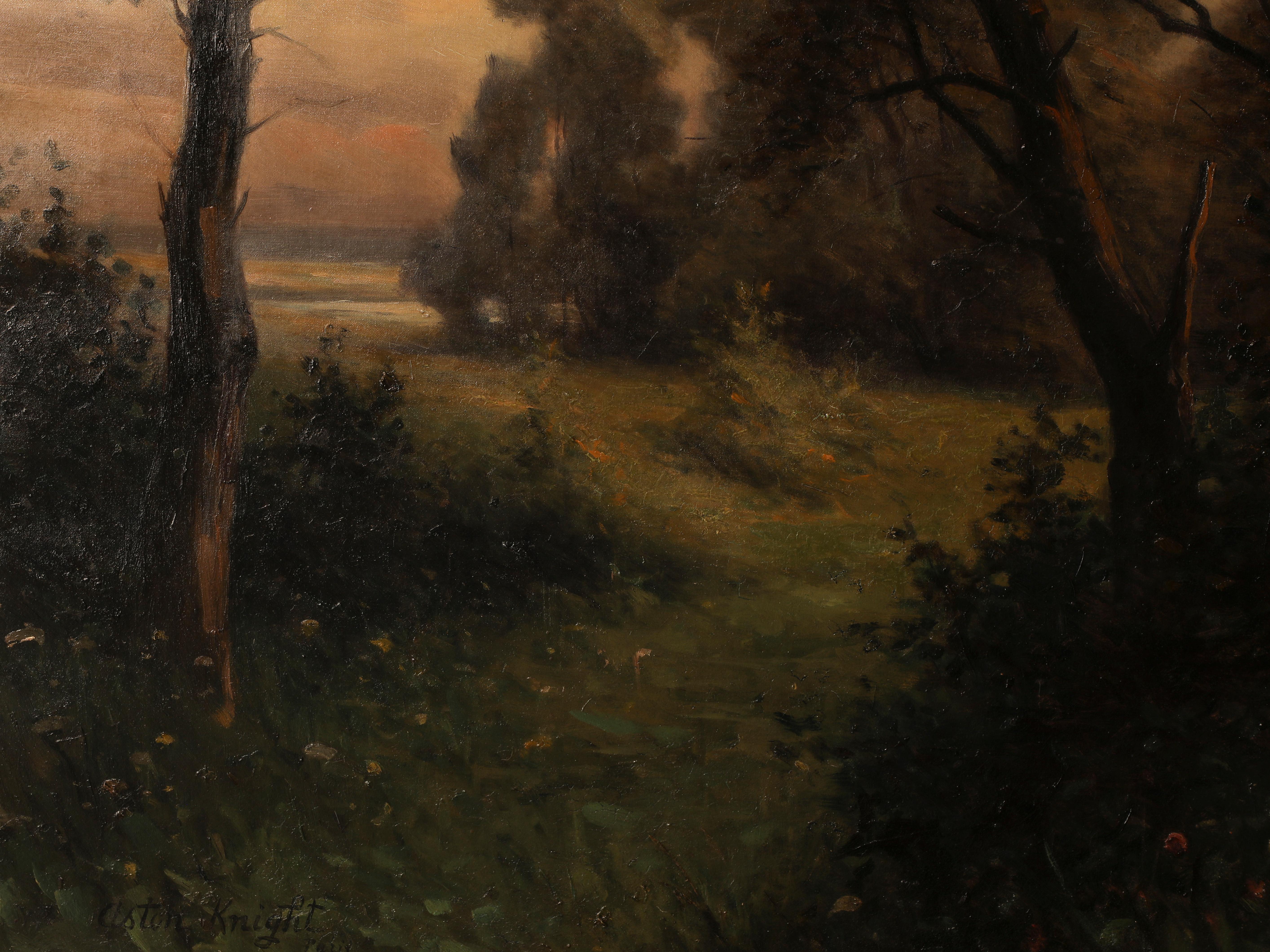 Landscape with Trees - Black Landscape Painting by Louis Aston Knight