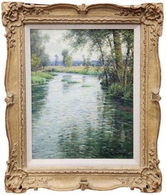 Huile sur toile « Risle at Melleville » de Louis Aston Knight, datant d'environ 1920