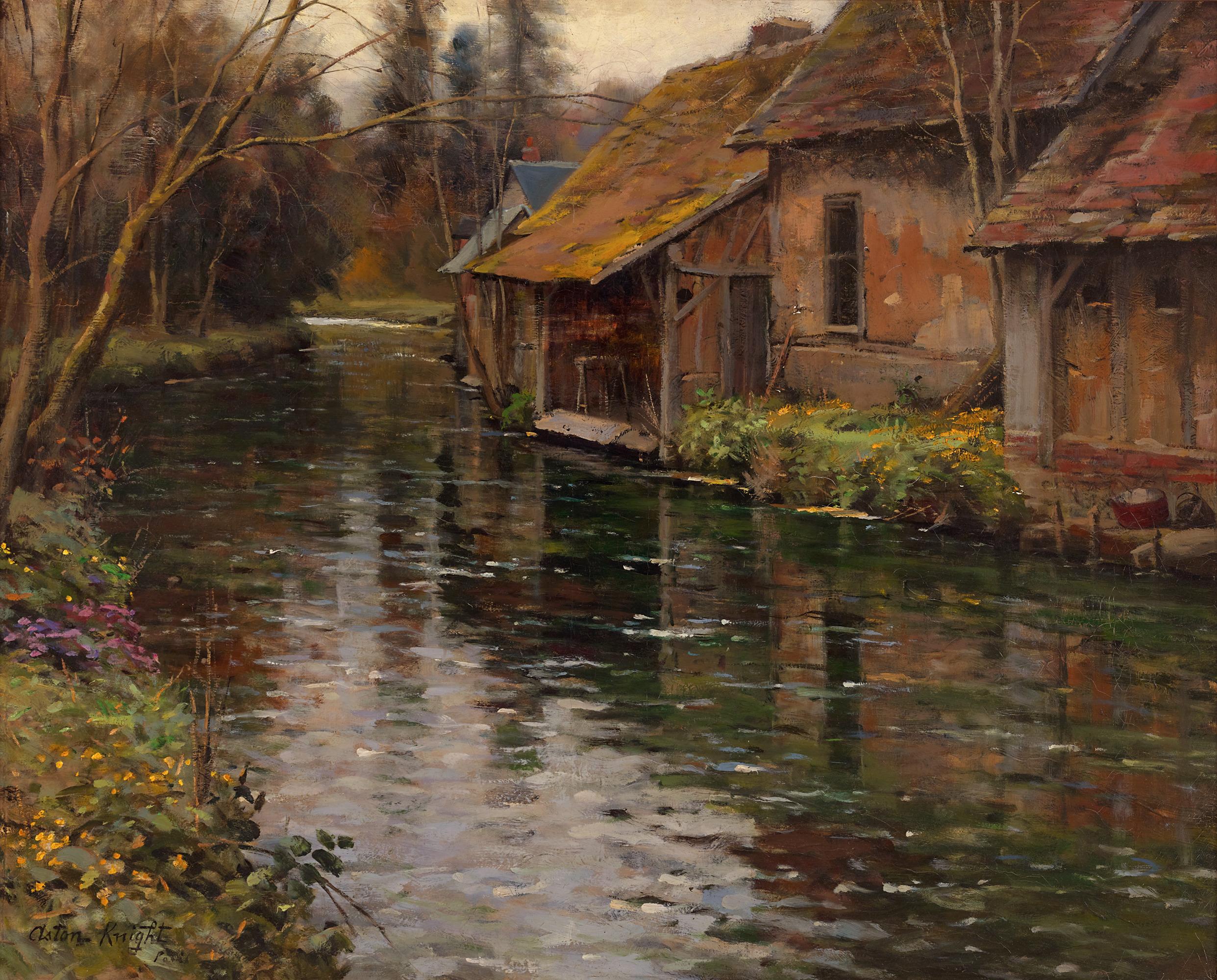 Louis Aston Knight  1873-1948  American 

Springtime

Signed "Aston Knight / Paris" (lower left)
Oil on canvas

A quintessential landscape scene by Parisian-born American artist Louis Aston Knight, this compelling composition demonstrates the