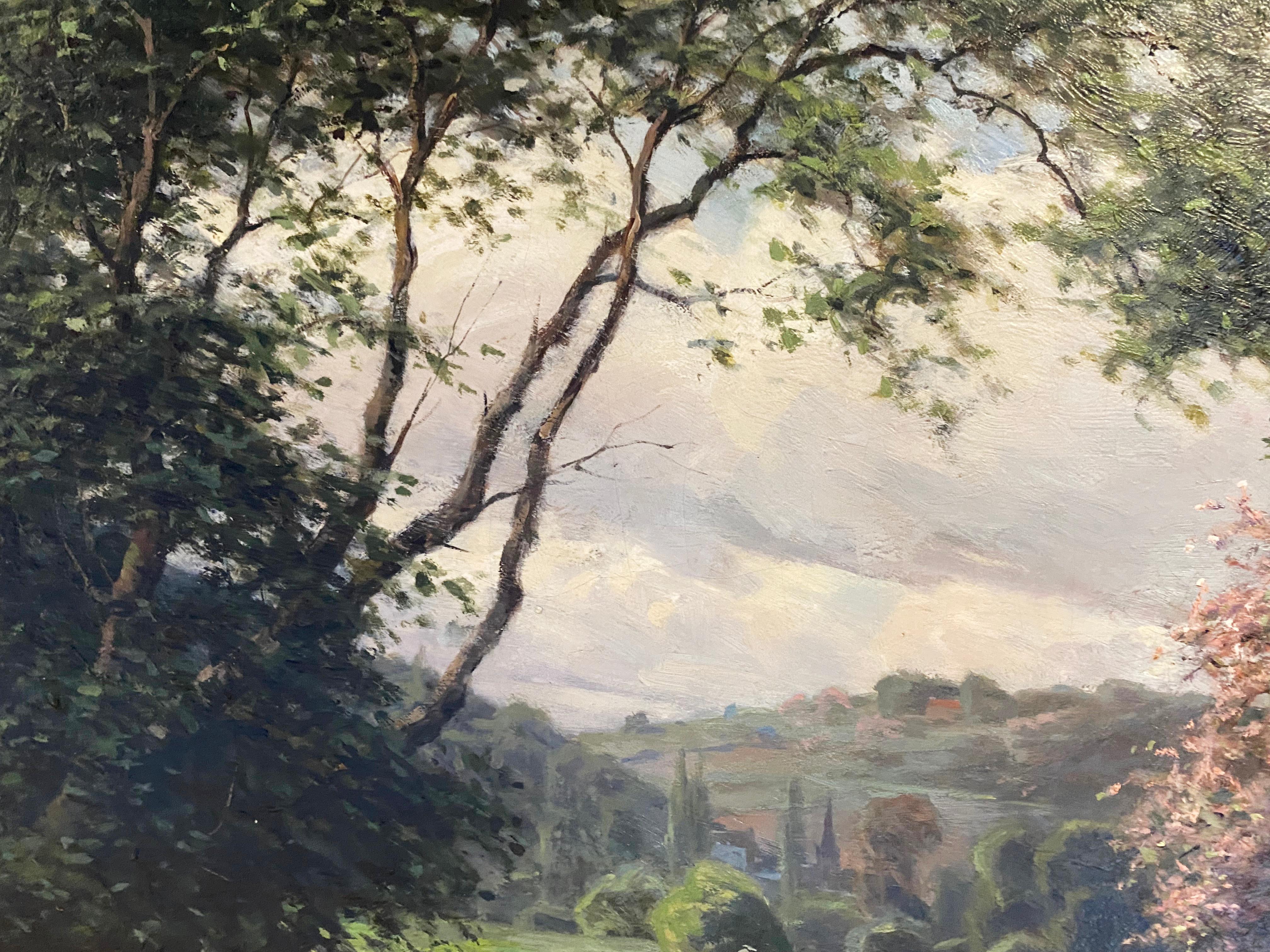 Paysage d'été - Marron Landscape Painting par Louis Aston Knight