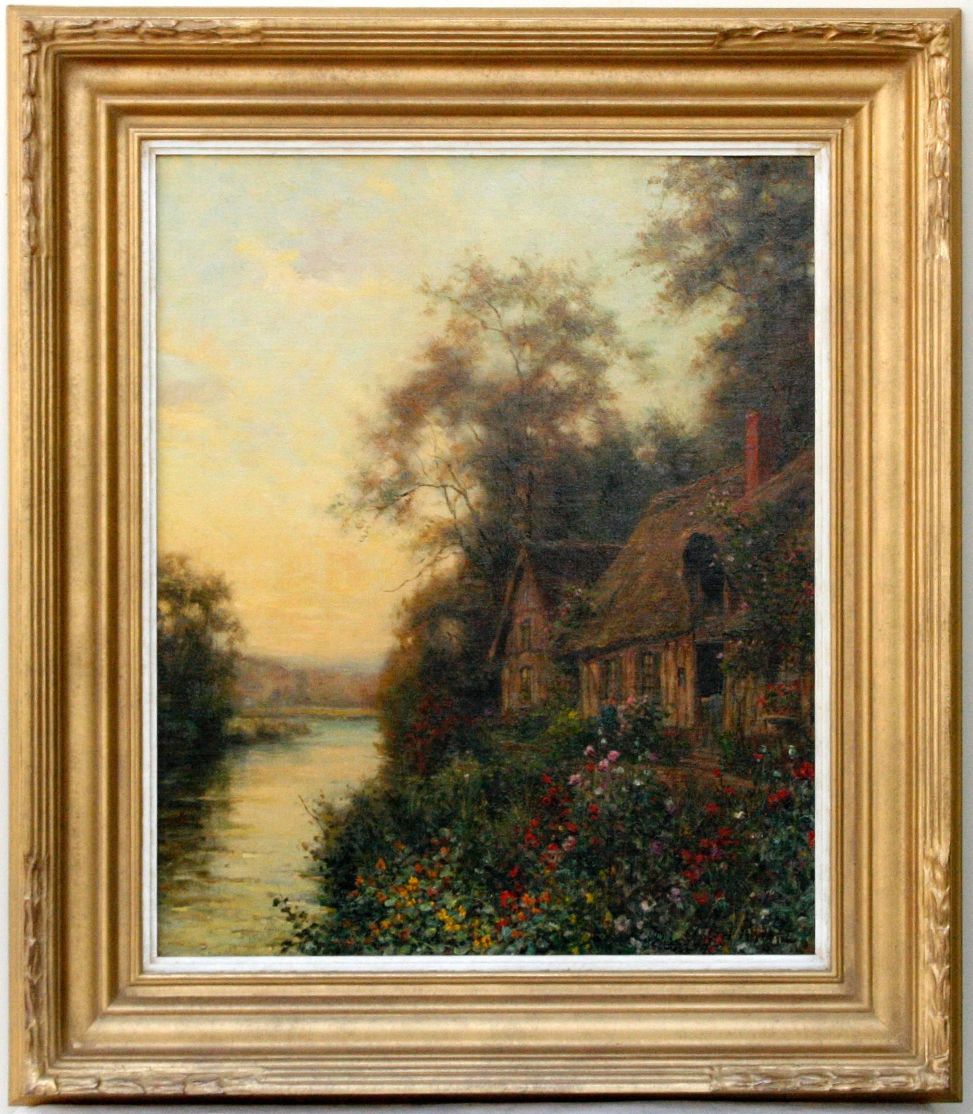 Louis Aston Knight Landscape Painting - Sunset on the River, Impressionist Oil Painting, 20th Century, Framed