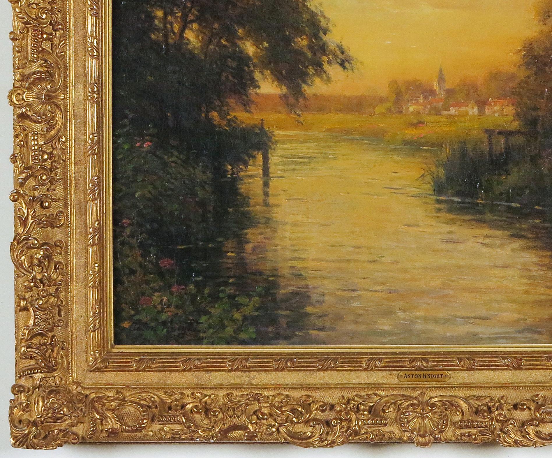 Twilight along the River Bend  - Post-Impressionist Painting by Louis Aston Knight