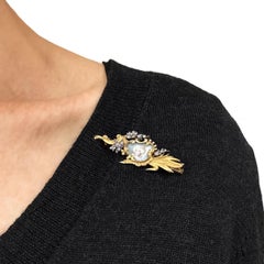 Broche portrait en or et diamants de style Art nouveau français Louis Aucoc, vers 1900