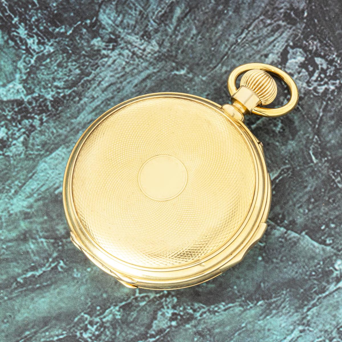 Louis Audemars. Un orologio da tasca pesante in oro giallo 18 ct con ripetizione minuti a leva senza chiave, C1880s


Quadrante: quadrante bianco smaltato con numeri romani, minuteria esterna e quadrante dei secondi a ore sei. Le lancette originali