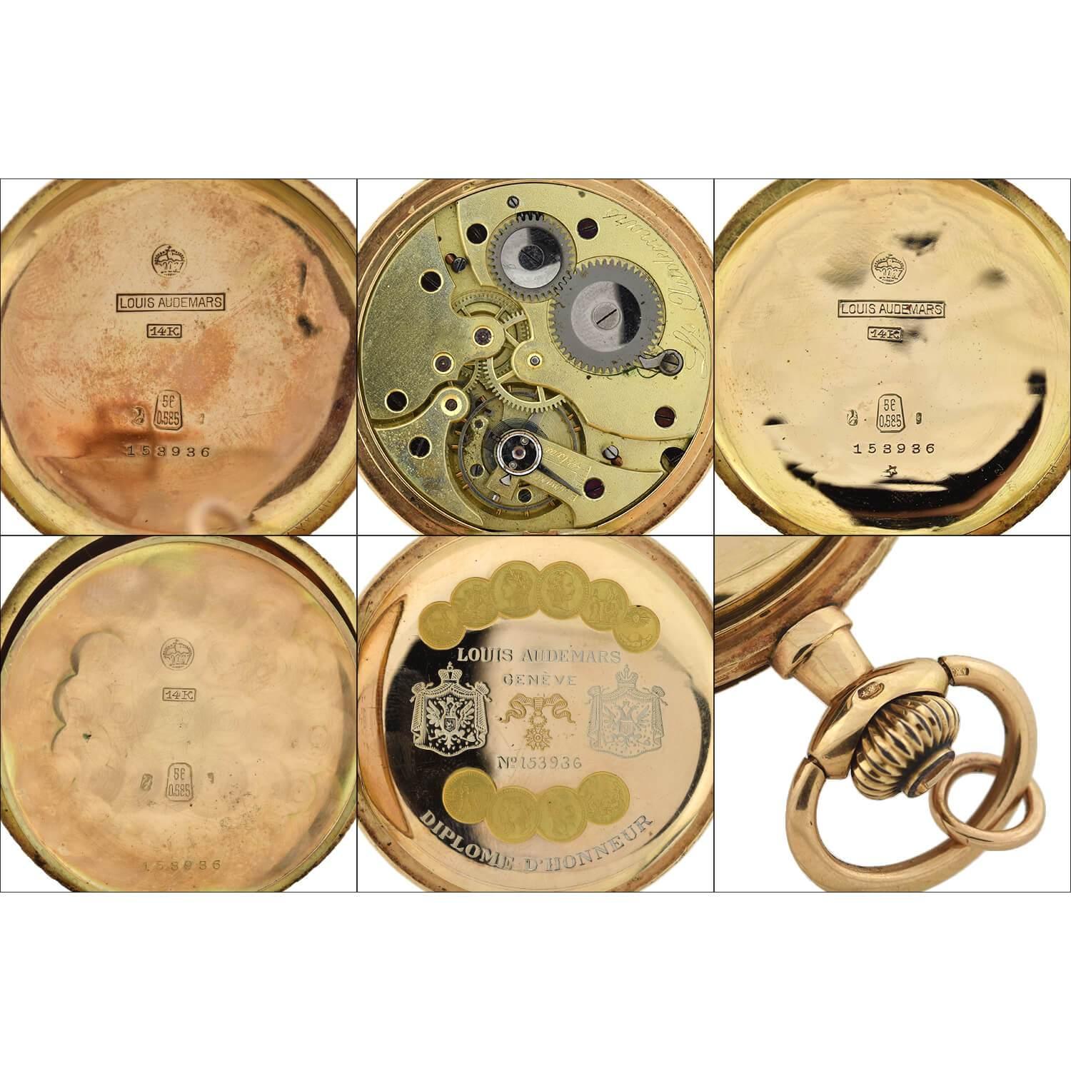 Women's or Men's Louis Audemars & Cie Victorian Hunter Case Enamel Pocket Watch For Sale