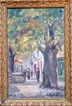 Pair of French Impressionist, Oil on Board, Street Views of Nice Southern France