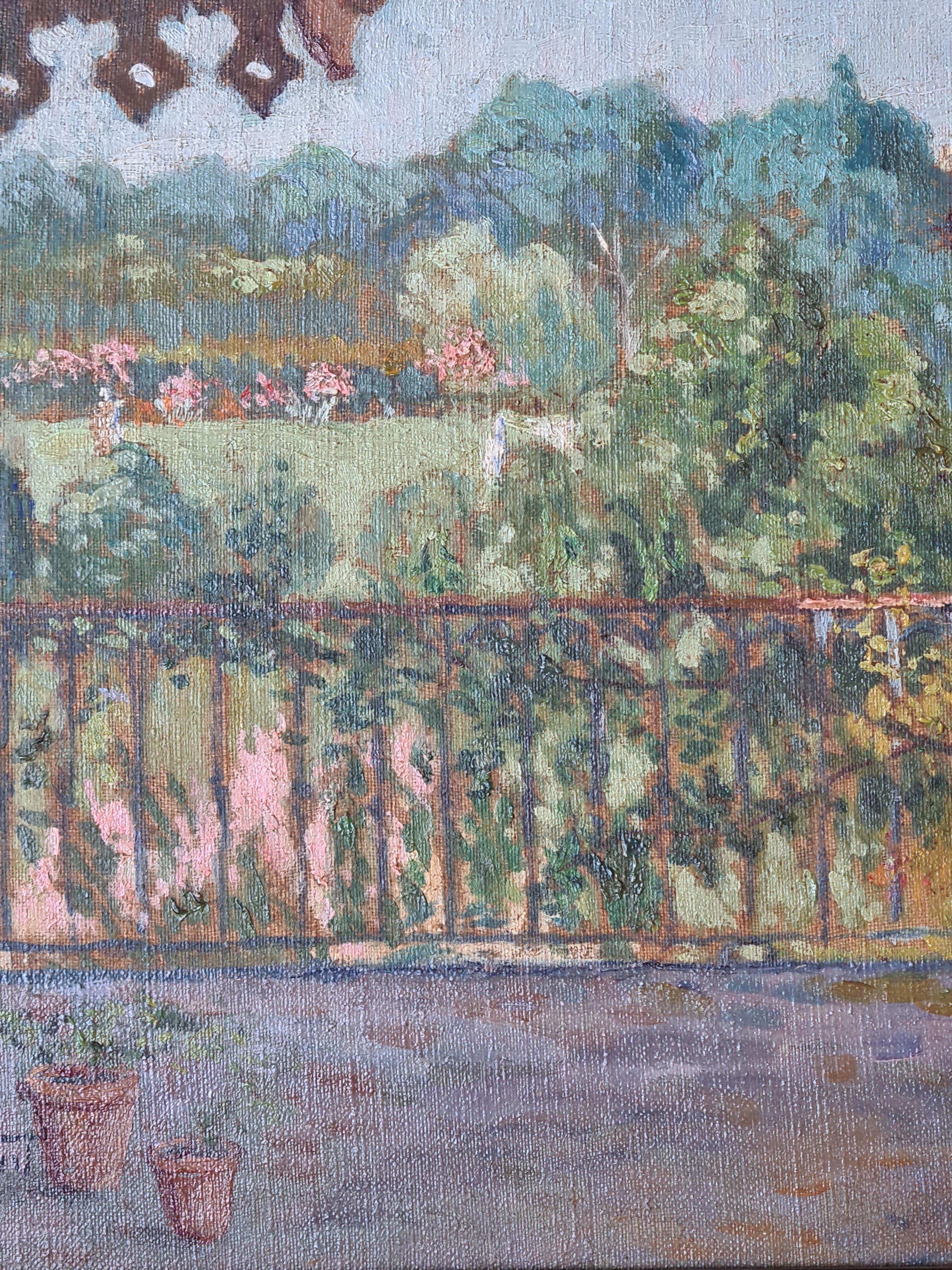 View From the Terrace, Château de Carlevan French Impressionist Garden Landscape For Sale 3