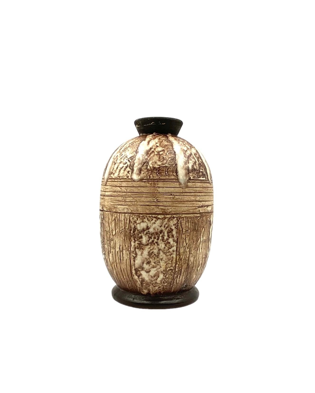 Louis Auguste Dage, Art Deco unique ceramic vase, France 1930 in vendita 3