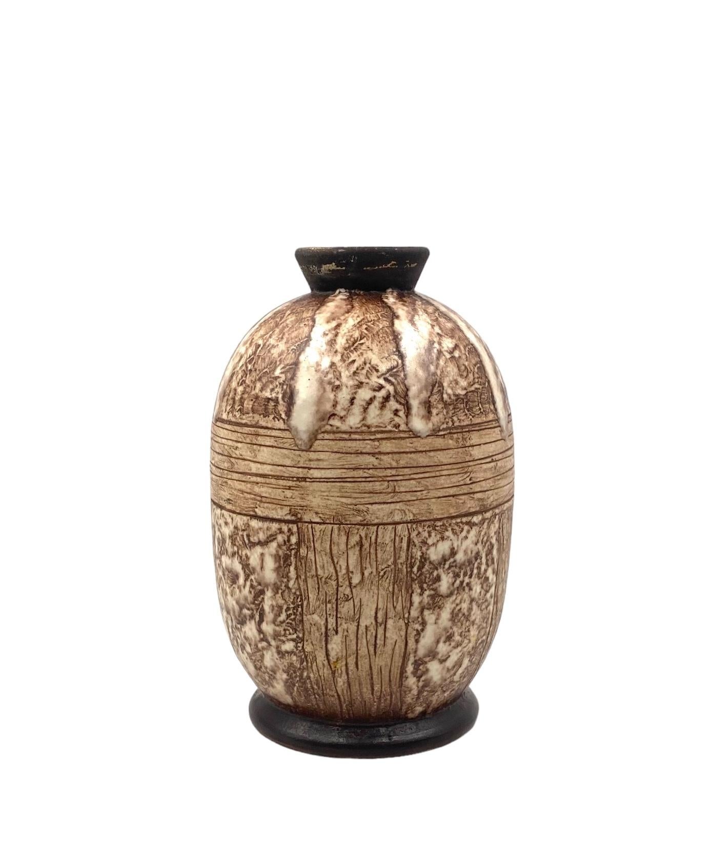 Louis Auguste Dage, Art Deco unique ceramic vase, France 1930 in vendita 6