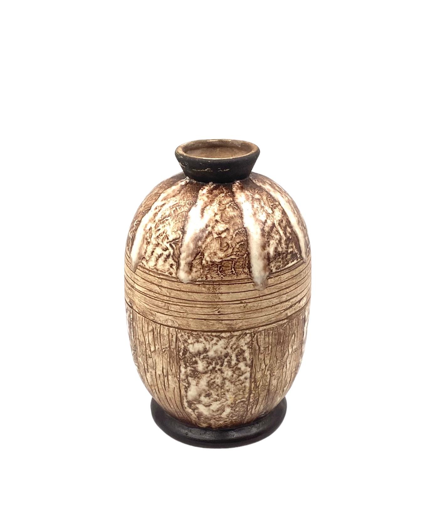 Louis Auguste Dage, Art Deco unique ceramic vase, France 1930s For Sale 9