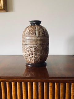 Louis Auguste Dage, Art Deco unique ceramic vase, France 1930s
