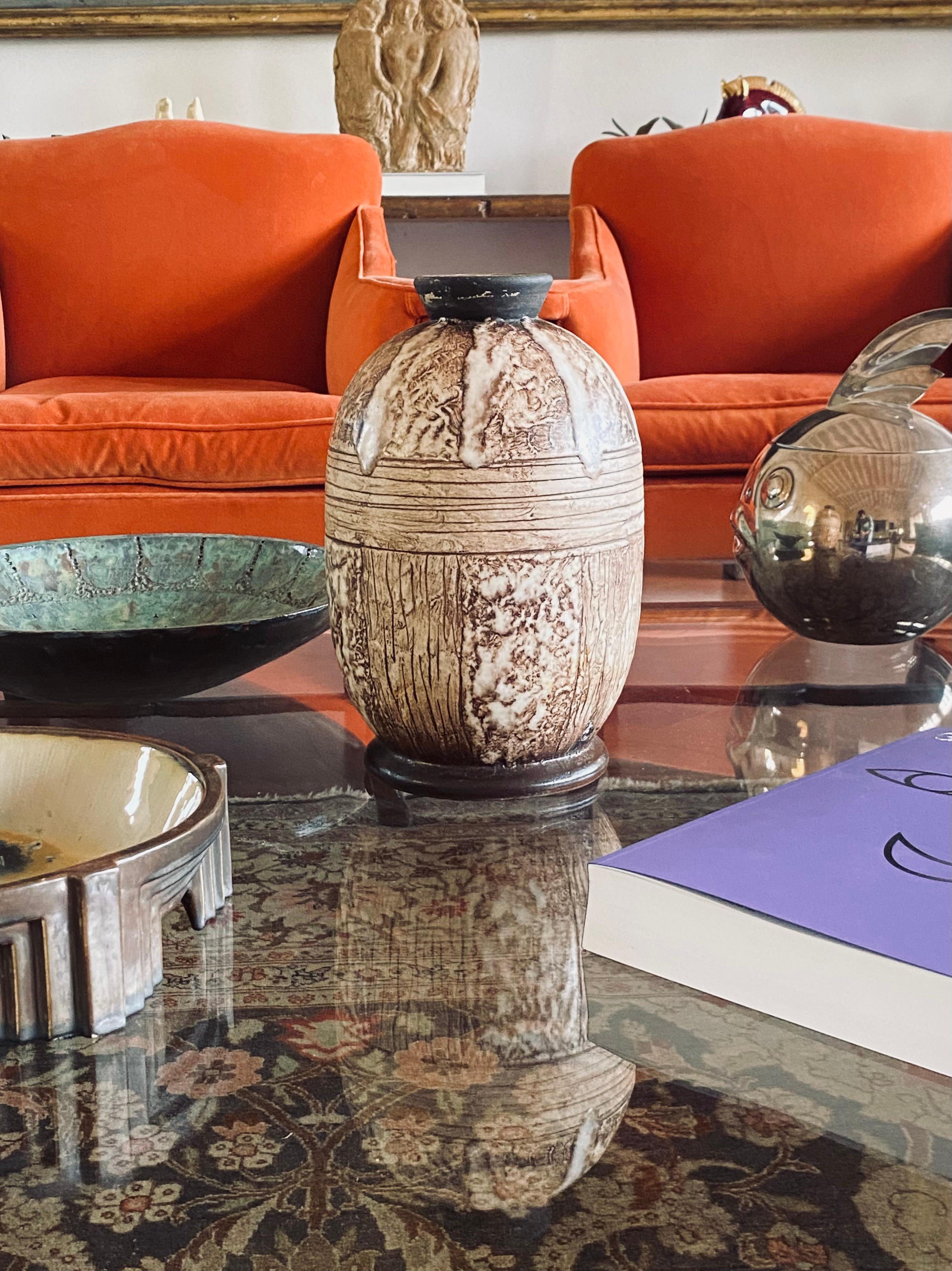 Mid-20th Century Louis Auguste Dage, Art Deco unique ceramic vase, France 1930 in vendita