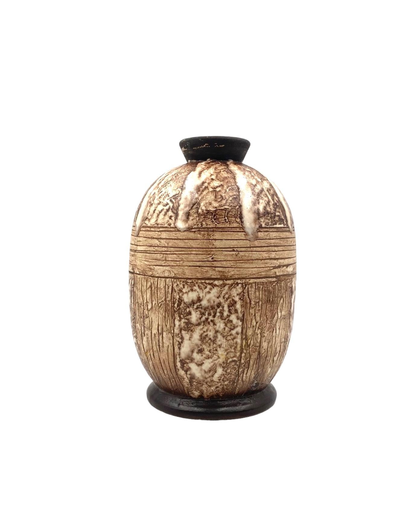 Louis Auguste Dage, Art Deco unique ceramic vase, France 1930 in vendita 1