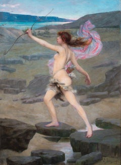 Portrait Of A Nude Girl as Huntress Diana, dated 1888