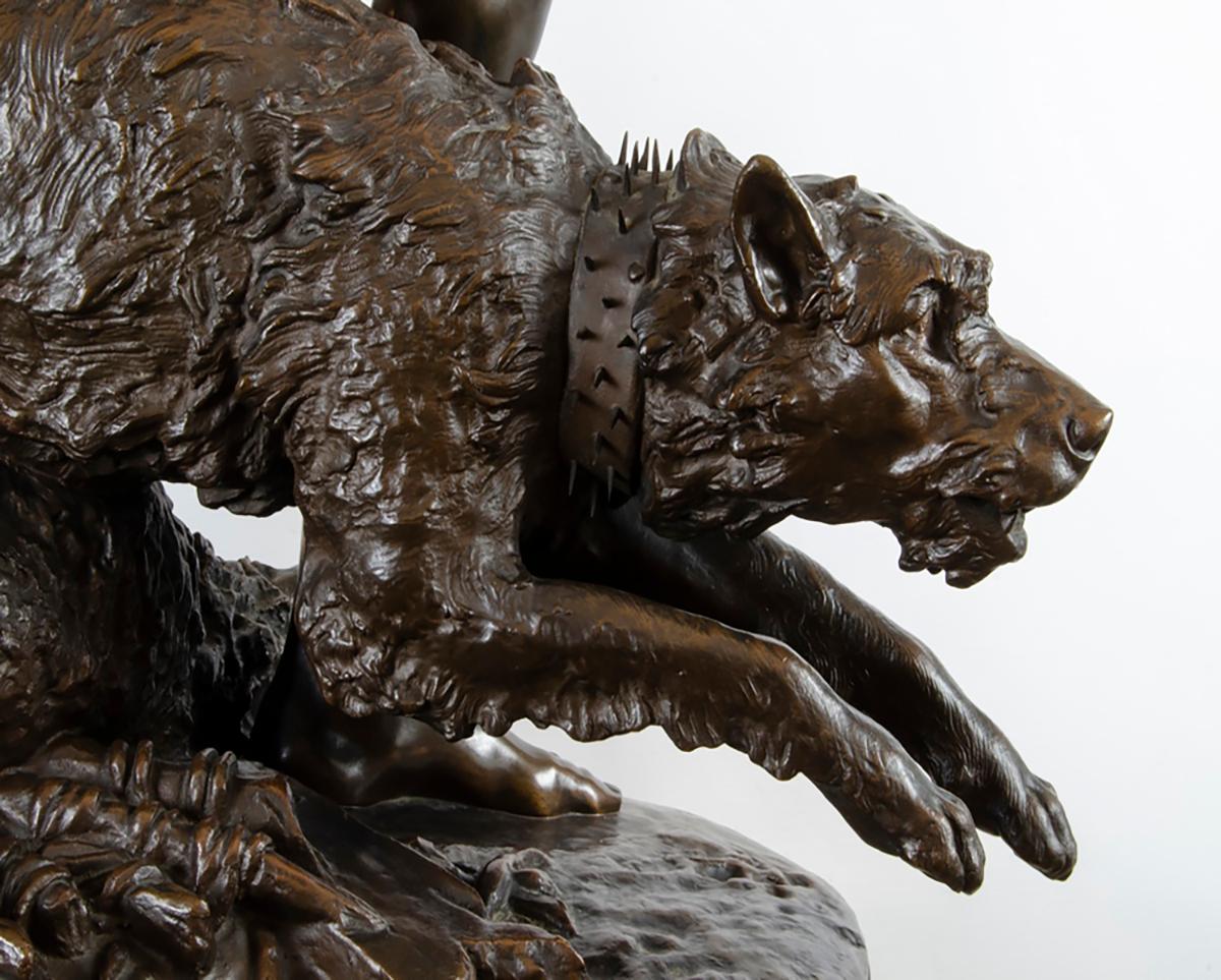 Louis Auguste Hiolin Bronze Titled “Au Loup” Loup For Sale 1