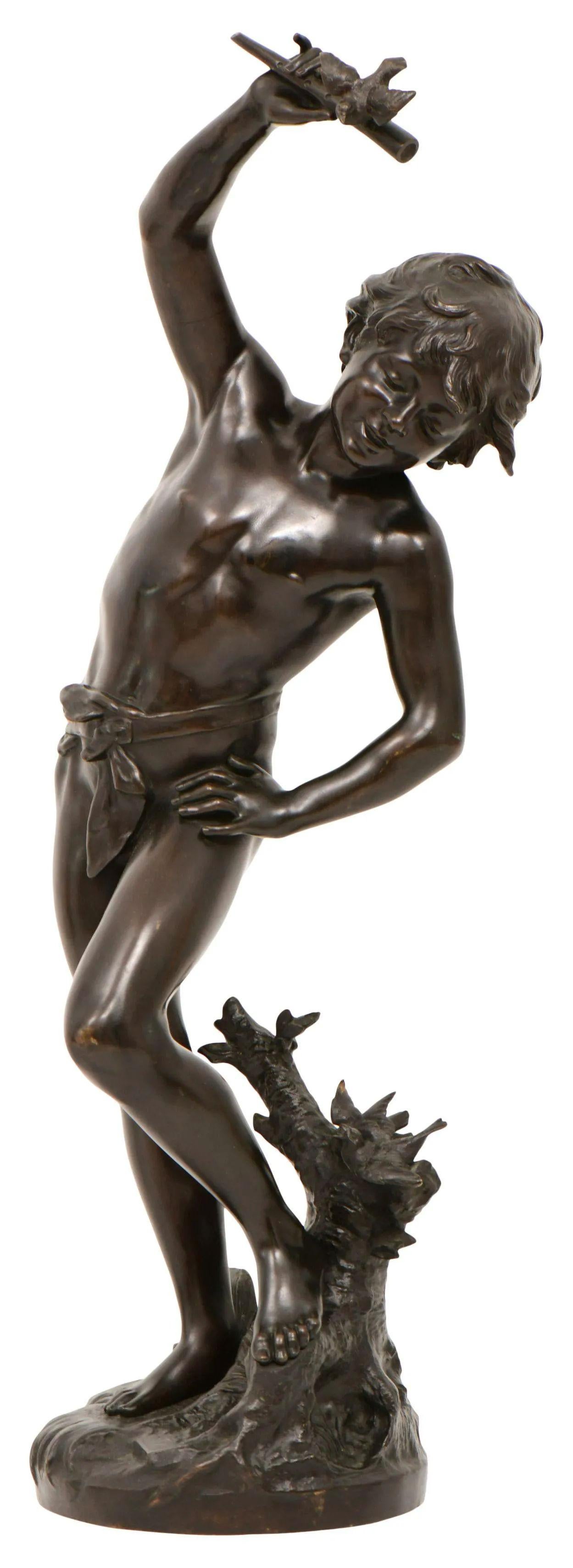 Louis Auguste Mathurin Moreau (1855-1919) French Bronze Sculpture of a Boy For Sale 5