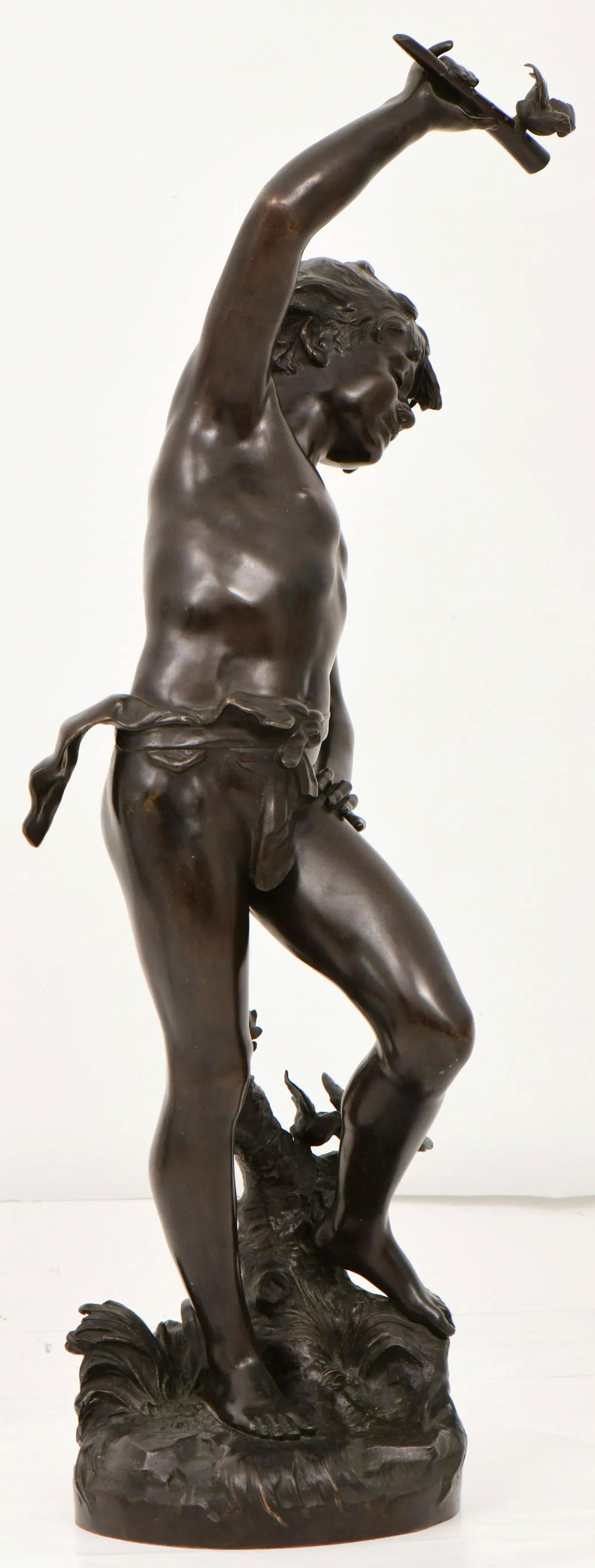 Louis Auguste Mathurin Moreau (1855-1919) French Bronze Sculpture of a Boy For Sale 1