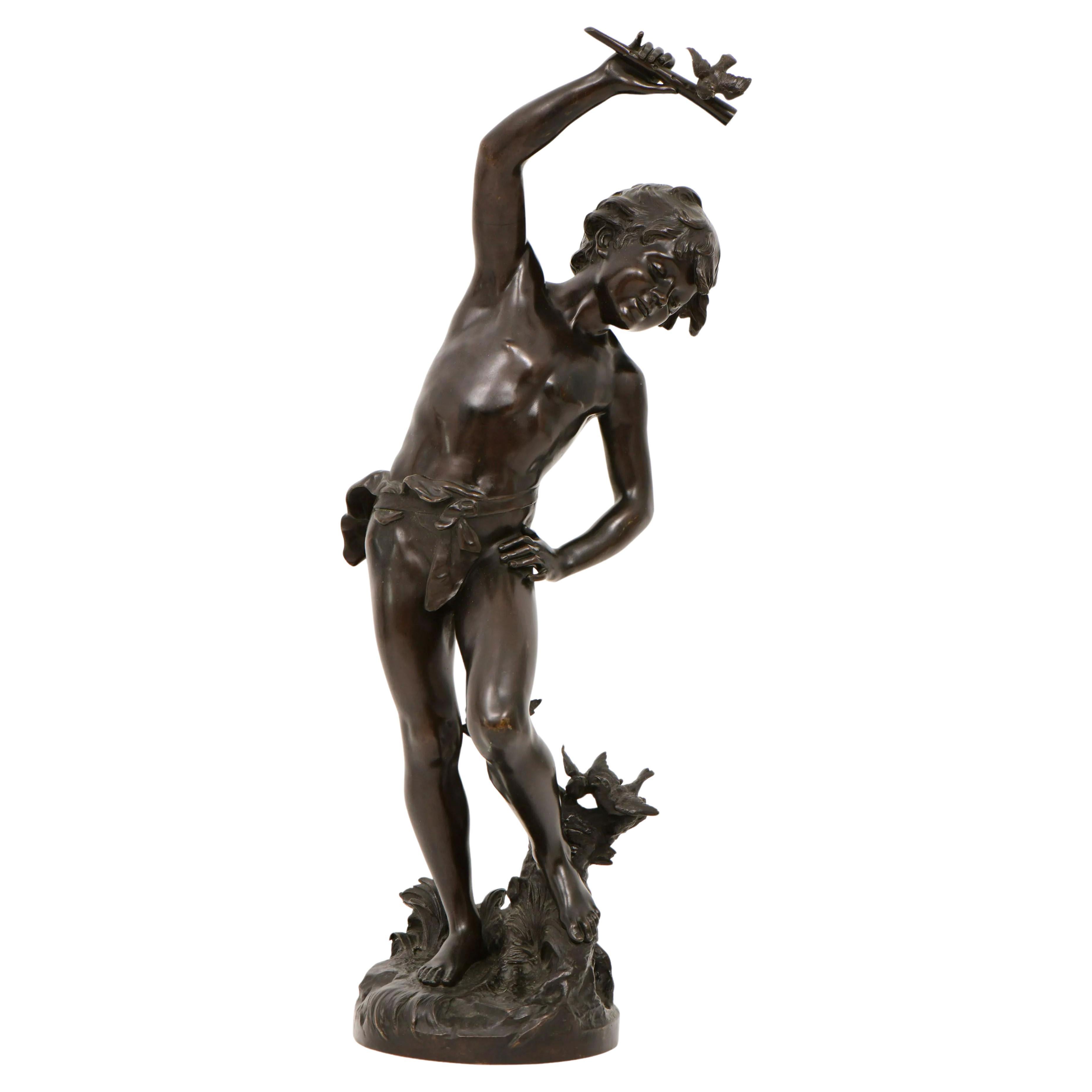 Louis Auguste Mathurin Moreau (1855-1919) French Bronze Sculpture of a Boy For Sale