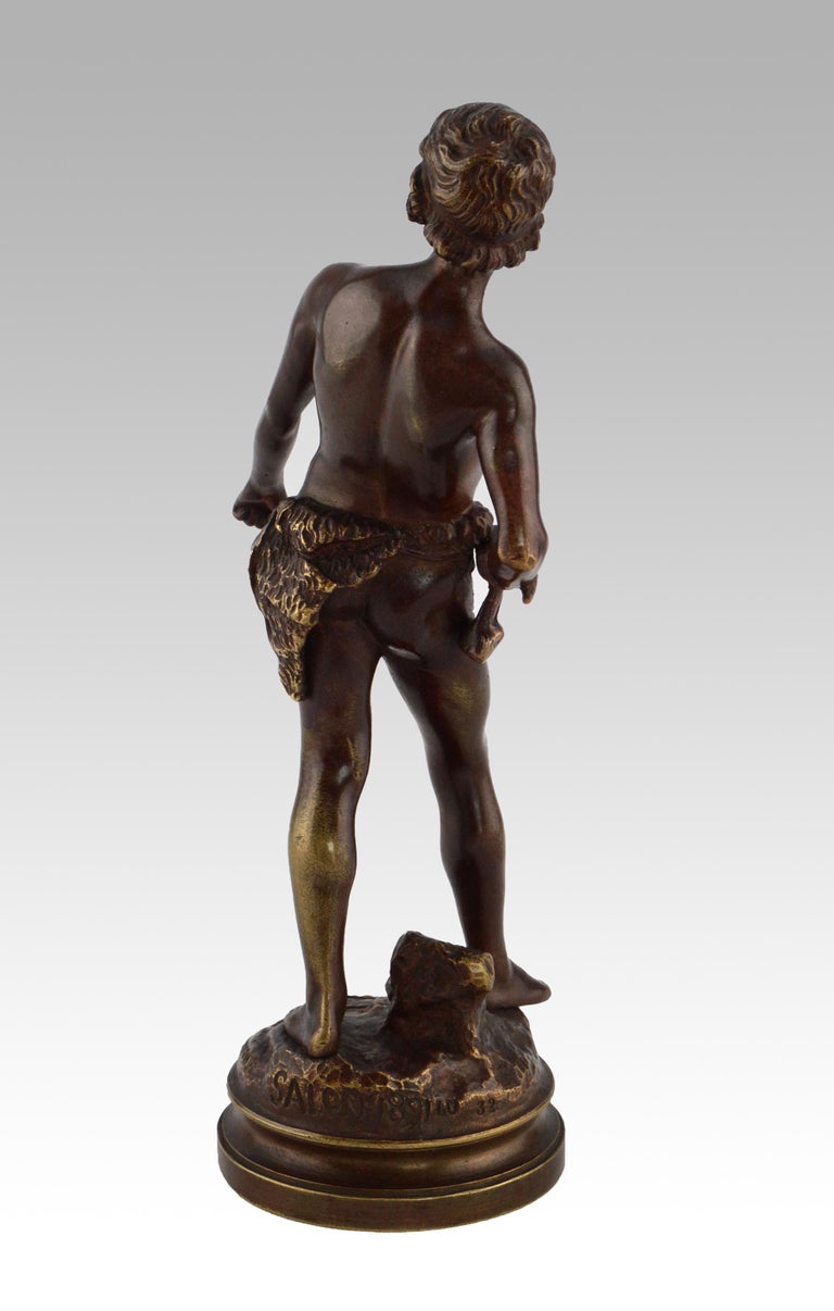 Louis Auguste Moreau 19th Century bronze sculpture of David For Sale