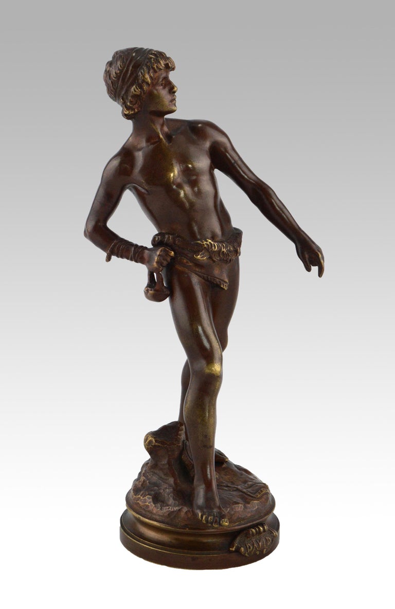 Louis Auguste Moreau - 19th Century bronze sculpture of David For Sale at  1stDibs