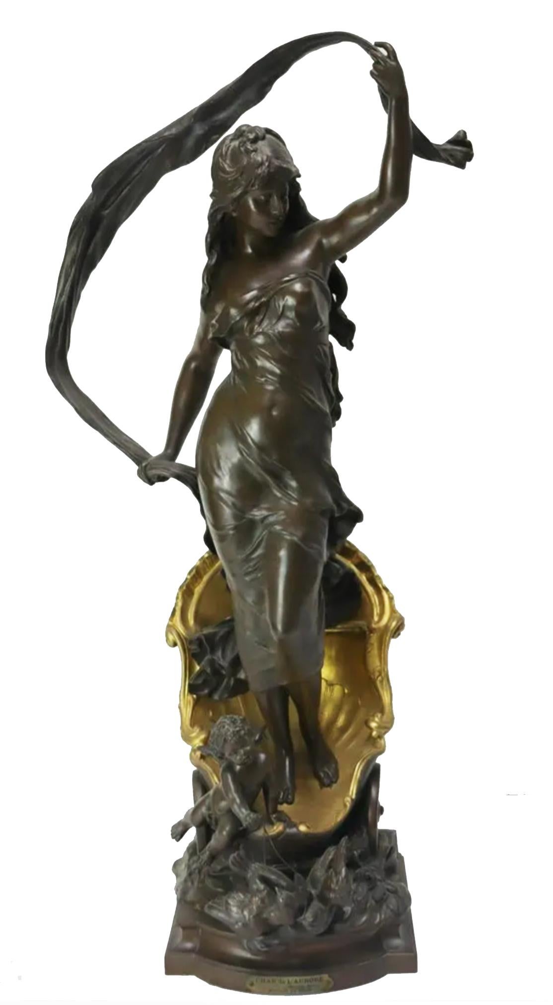 „Char De L'aurore“ „Der Chariot von Aurora AUGUSTE MOREAU (FRANKREICH, 1861-1906) – Sculpture von Louis Auguste Moreau
