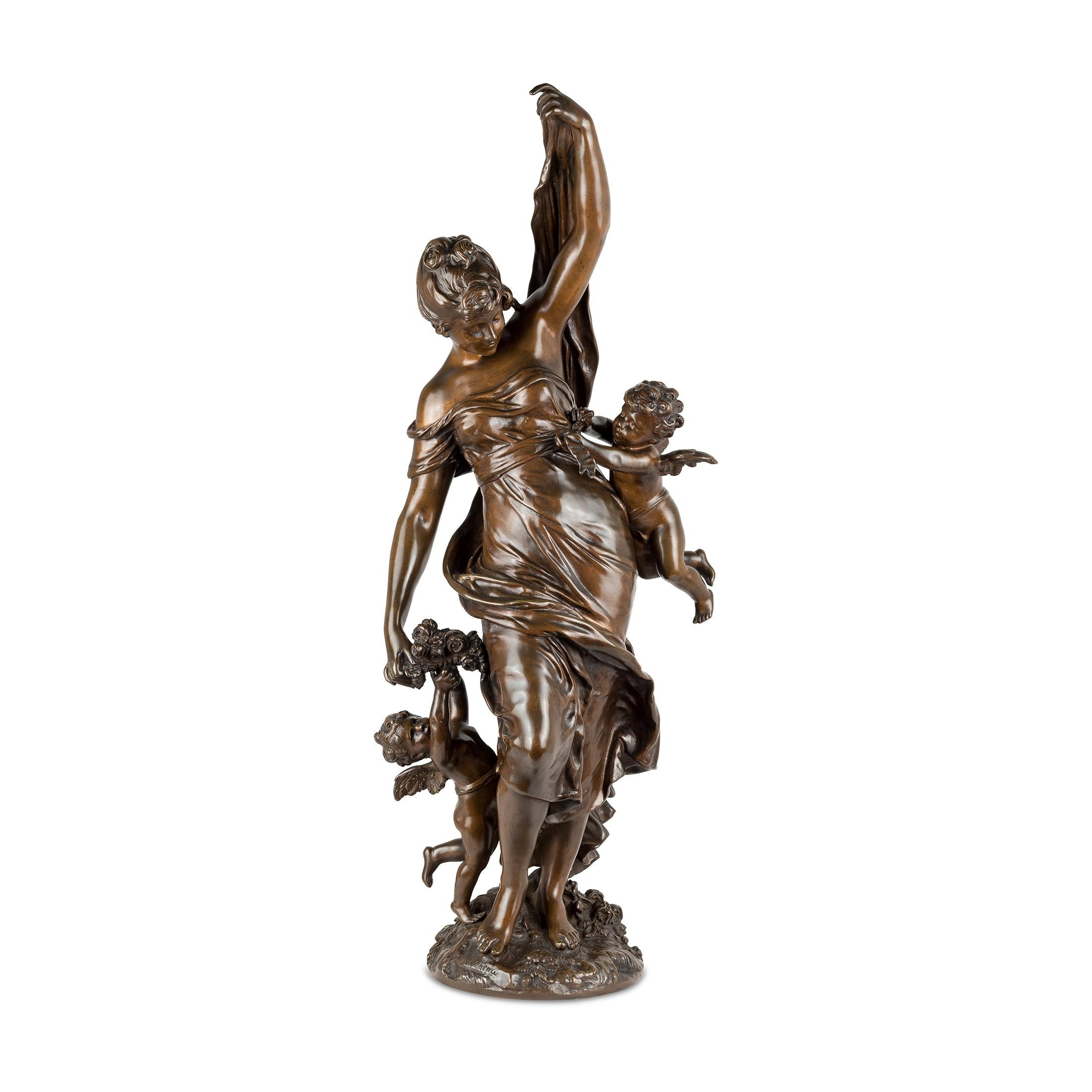 Louis Auguste Moreau Figurative Sculpture - Figural Group of Venus Flanked by Putti