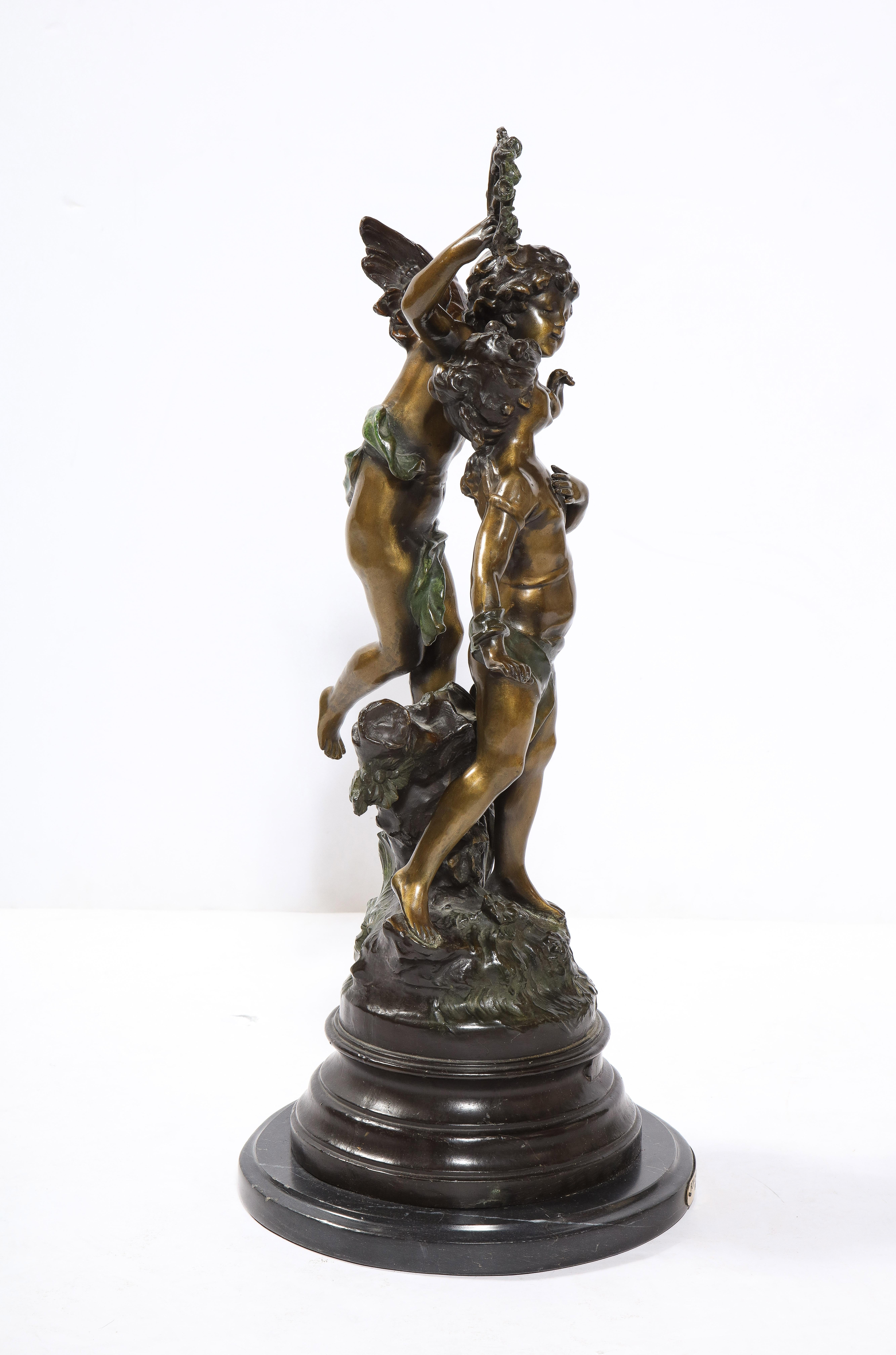 Fine Patinated Bronze Sculpture by Auguste Moreau For Sale 1