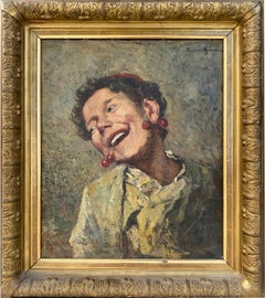 Louis Azéma (1876 - 1963) Portrait : "L'enfant aux cerises" Huile sur toile