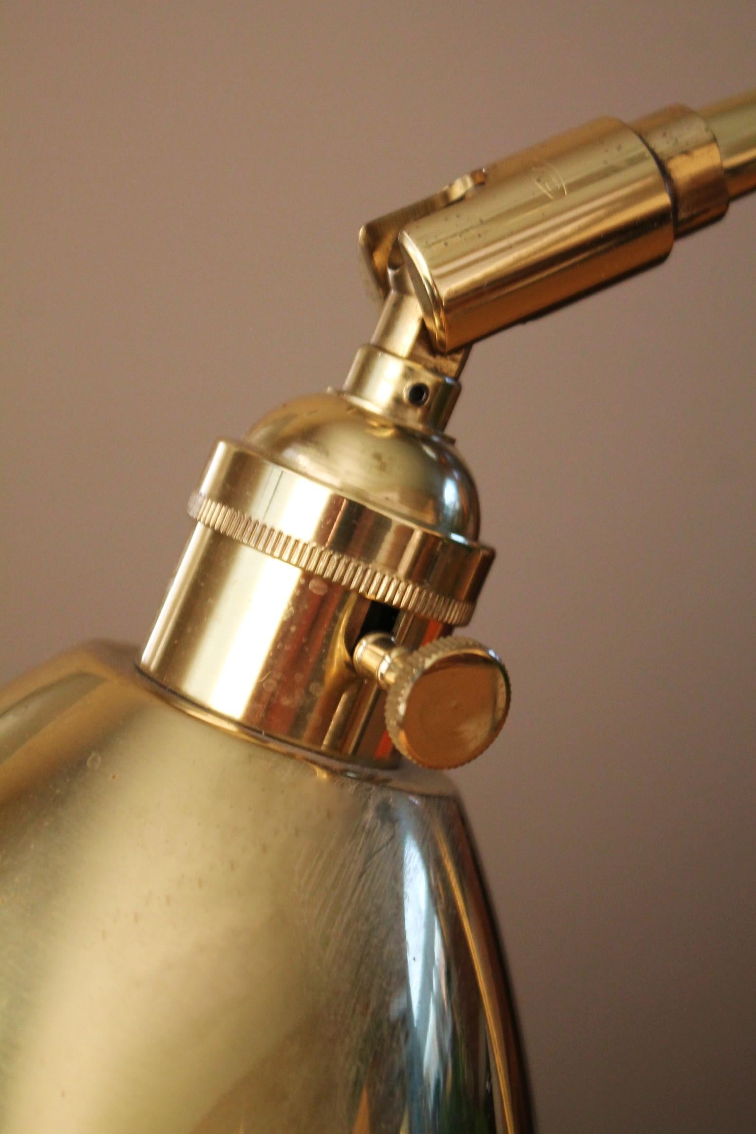 Hand-Carved Louis Baldinger Brass Articulating British Drafting Table Desk Lamp! Rare! For Sale