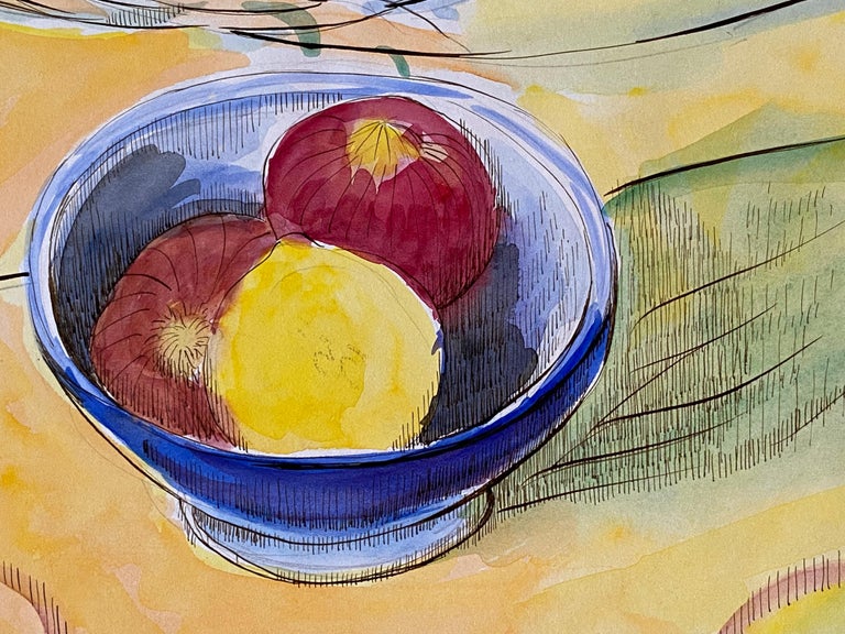 1940's French Fruit Still Life  - Post Impressionist artist For Sale 2
