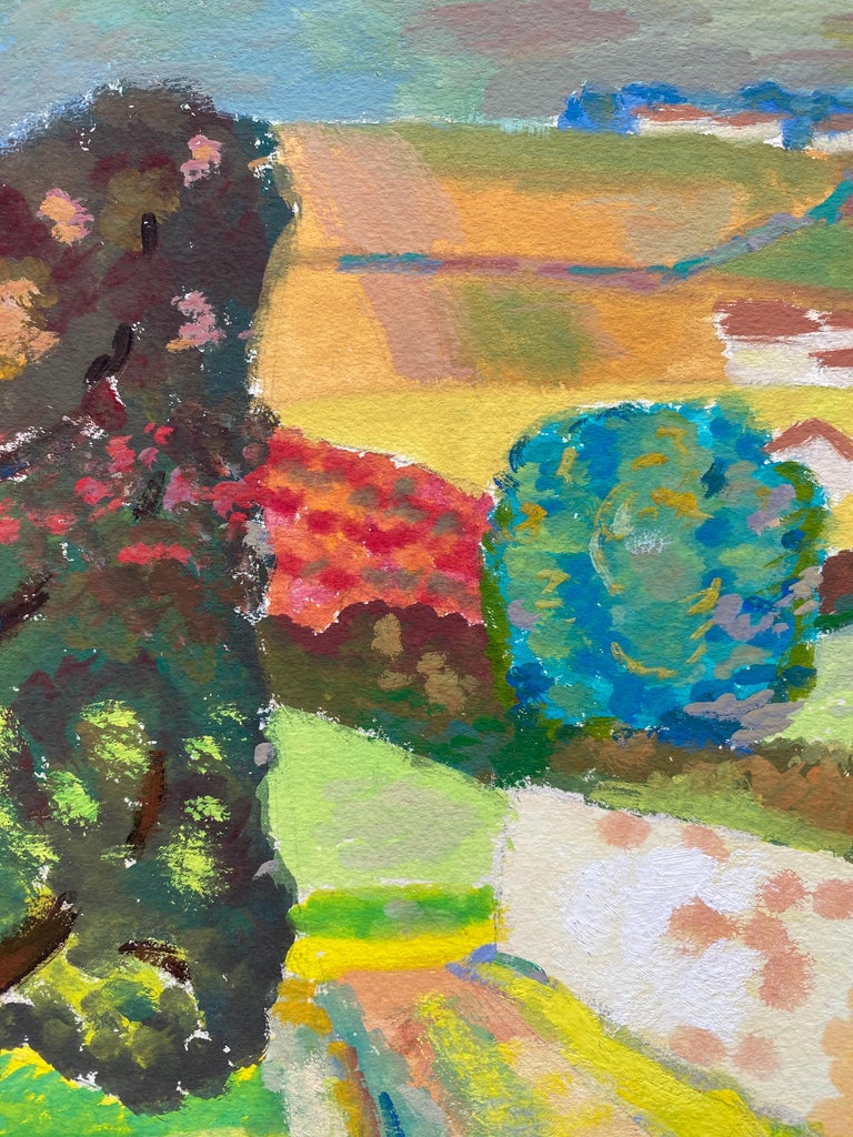 1940's Provence France Painting Landscape - Post Impressionist artist - Brown Landscape Art by Louis Bellon