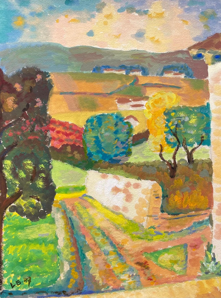 Louis Bellon Landscape Art - 1940's Provence France Painting Landscape - Post Impressionist artist