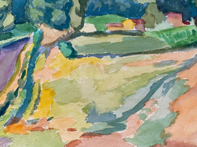 Provencal Landscape
by Louis Bellon (French 1908-1998)
Signed and dated 1947
From a batch of similar work where most were dated 1942-1947
watercolour painting on paper, unframed

measurements: 9.25 x 13 inches

provenance: private collection of the