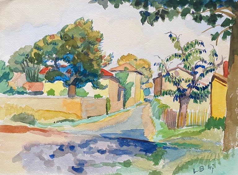 Louis Bellon Landscape Painting - 1940's Provence French Bright Summer Landscape  - Post Impressionist artist
