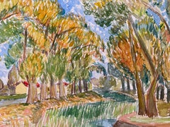 Paesaggio delicato francese della Provenza del 1940 - Artista post impressionista