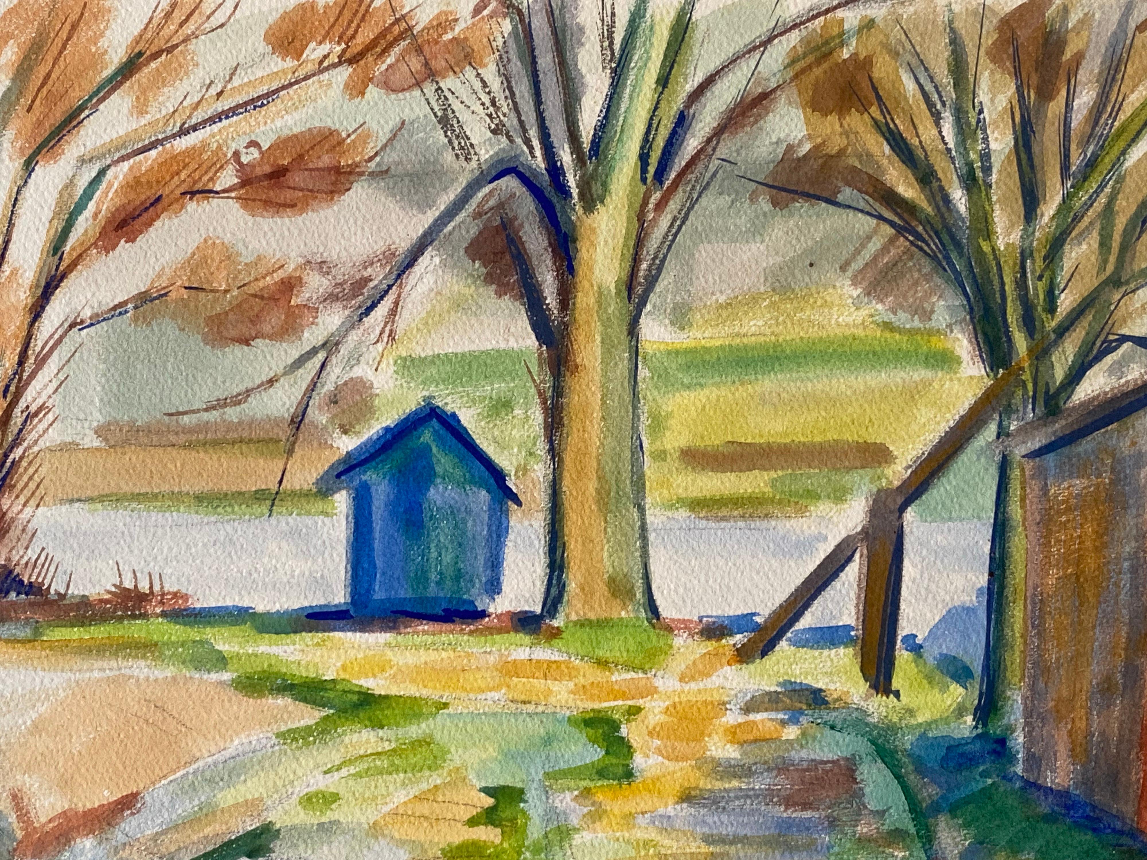 1940's Provence French Landscape - Artista postimpresionista - Painting Posimpresionista de Louis Bellon