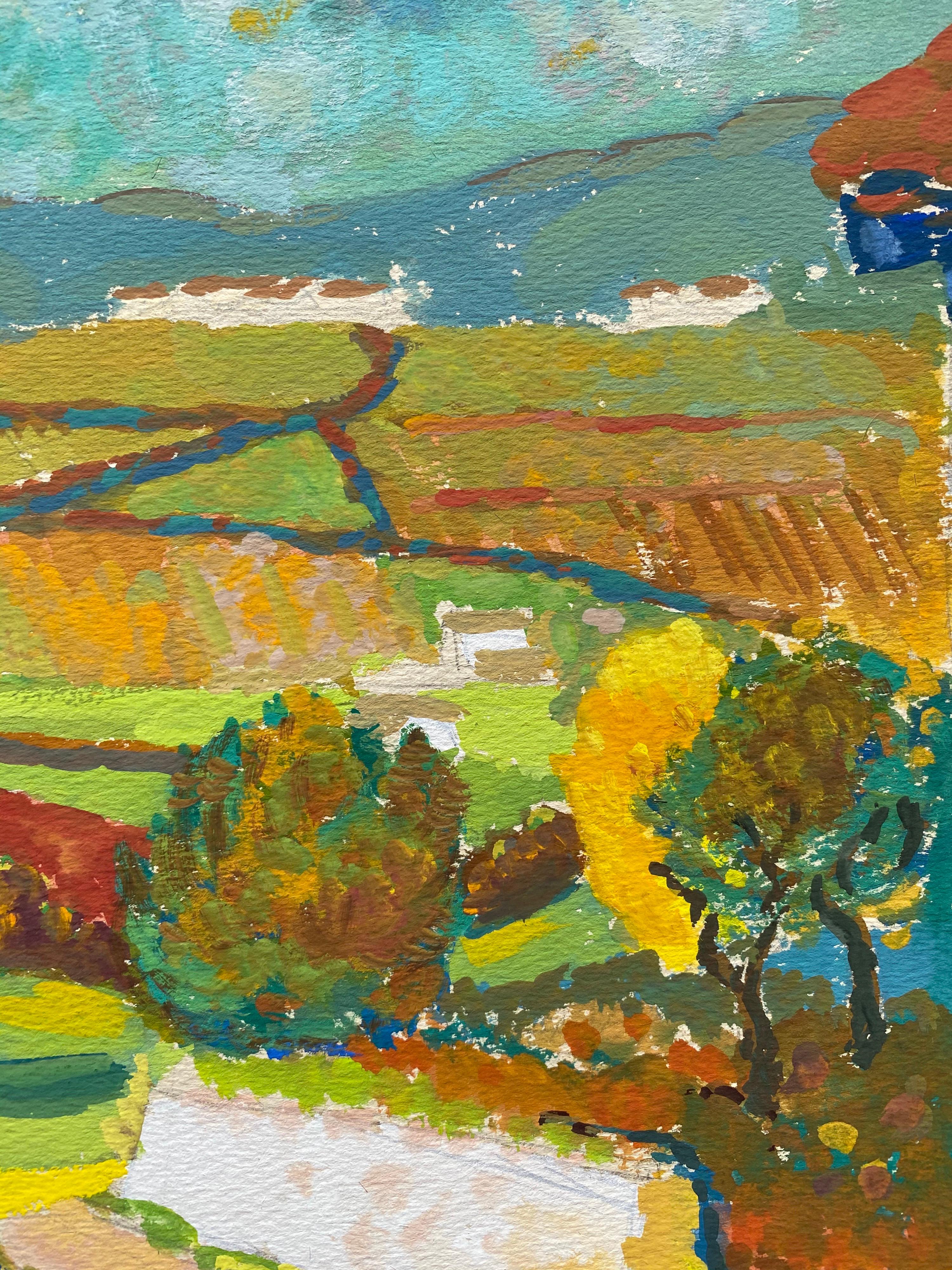 1940's Provence French Autumn Landscape - Artista postimpresionista - Landscape Painting Marrón de Louis Bellon