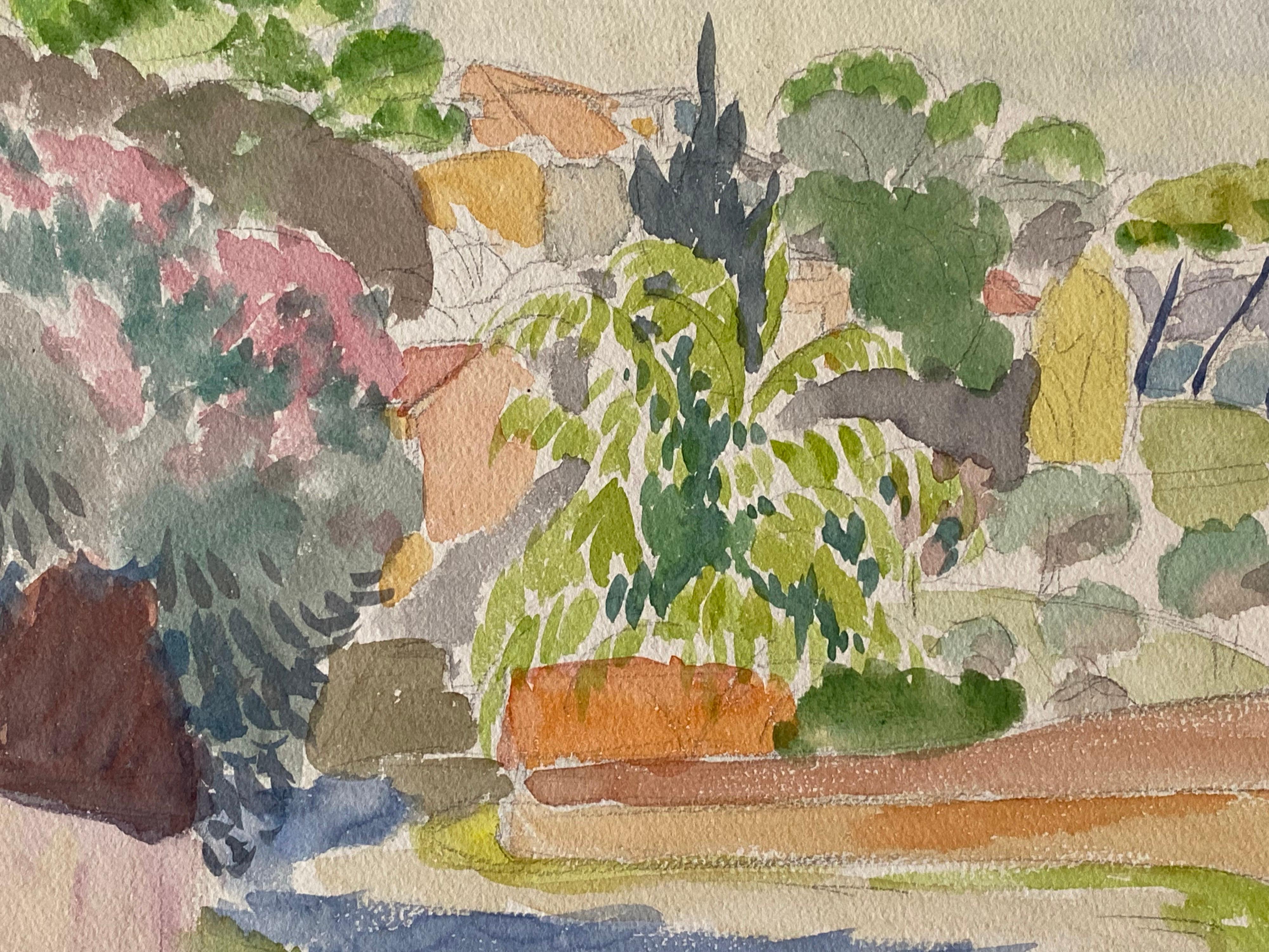 1940's Provence French Landscape - Post Impressionist artist - Brown Landscape Art by Louis Bellon